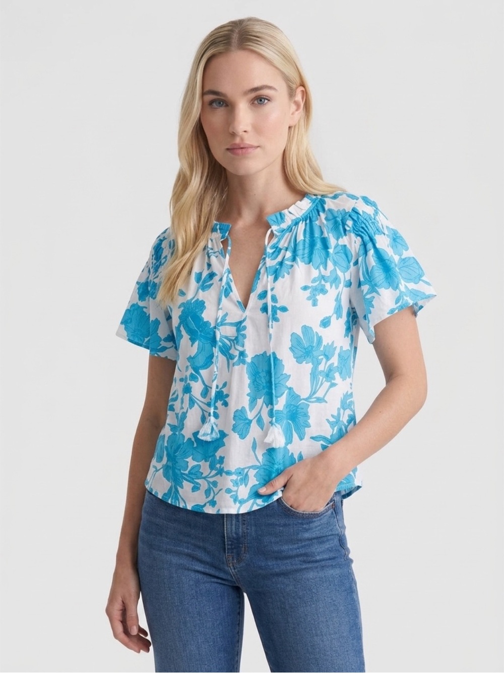 MISA Los Angeles Suparna Top in Turquoise Flora